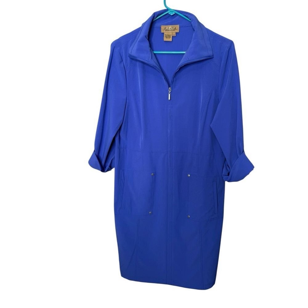 Peck & Peck Weekend Royal Blue Zip Front Dress Size M